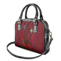Morocco National Football Shoulder Handbag The Atlas Lions Grunge with National Flag - Wonder Print Shop