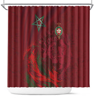 Morocco National Football Shower Curtain The Atlas Lions Grunge with National Flag - Wonder Print Shop