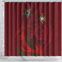 Morocco National Football Shower Curtain The Atlas Lions Grunge with National Flag - Wonder Print Shop