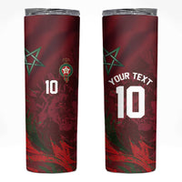 Custom Morocco National Football Skinny Tumbler The Atlas Lions Grunge with National Flag - Wonder Print Shop