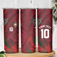 Custom Morocco National Football Skinny Tumbler The Atlas Lions Grunge with National Flag - Wonder Print Shop