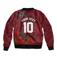 Custom Morocco National Football Sleeve Zip Bomber Jacket The Atlas Lions Grunge with National Flag - Wonder Print Shop