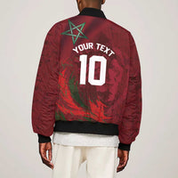 Custom Morocco National Football Sleeve Zip Bomber Jacket The Atlas Lions Grunge with National Flag - Wonder Print Shop