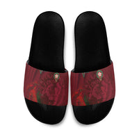 Morocco National Football Slide Sandals The Atlas Lions Grunge with National Flag - Wonder Print Shop