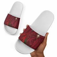 Morocco National Football Slide Sandals The Atlas Lions Grunge with National Flag - Wonder Print Shop