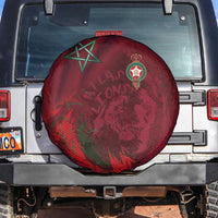 Morocco National Football Spare Tire Cover The Atlas Lions Grunge with National Flag - Wonder Print Shop