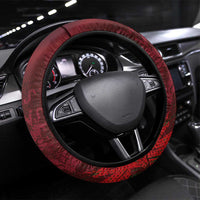 Morocco National Football Steering Wheel Cover The Atlas Lions Grunge with National Flag - Wonder Print Shop