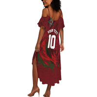 Custom Morocco National Football Summer Maxi Dress The Atlas Lions Grunge with National Flag - Wonder Print Shop