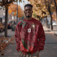 Custom Morocco National Football Sweatshirt The Atlas Lions Grunge with National Flag - Wonder Print Shop