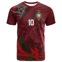 Custom Morocco National Football T shirt The Atlas Lions Grunge with National Flag - Wonder Print Shop