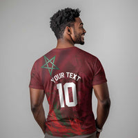 Custom Morocco National Football T shirt The Atlas Lions Grunge with National Flag - Wonder Print Shop