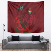 Morocco National Football Tapestry The Atlas Lions Grunge with National Flag - Wonder Print Shop