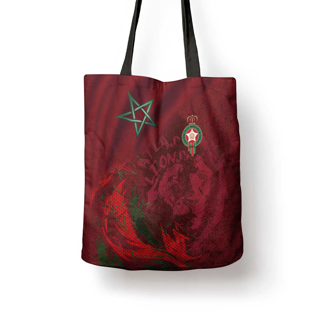 Morocco National Football Tote Bag The Atlas Lions Grunge with National Flag - Wonder Print Shop