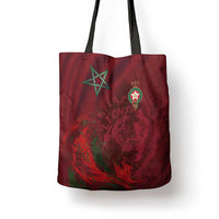 Morocco National Football Tote Bag The Atlas Lions Grunge with National Flag - Wonder Print Shop