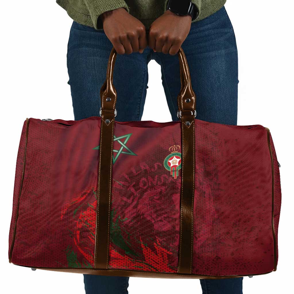 Morocco National Football Travel Bag The Atlas Lions Grunge with National Flag - Wonder Print Shop