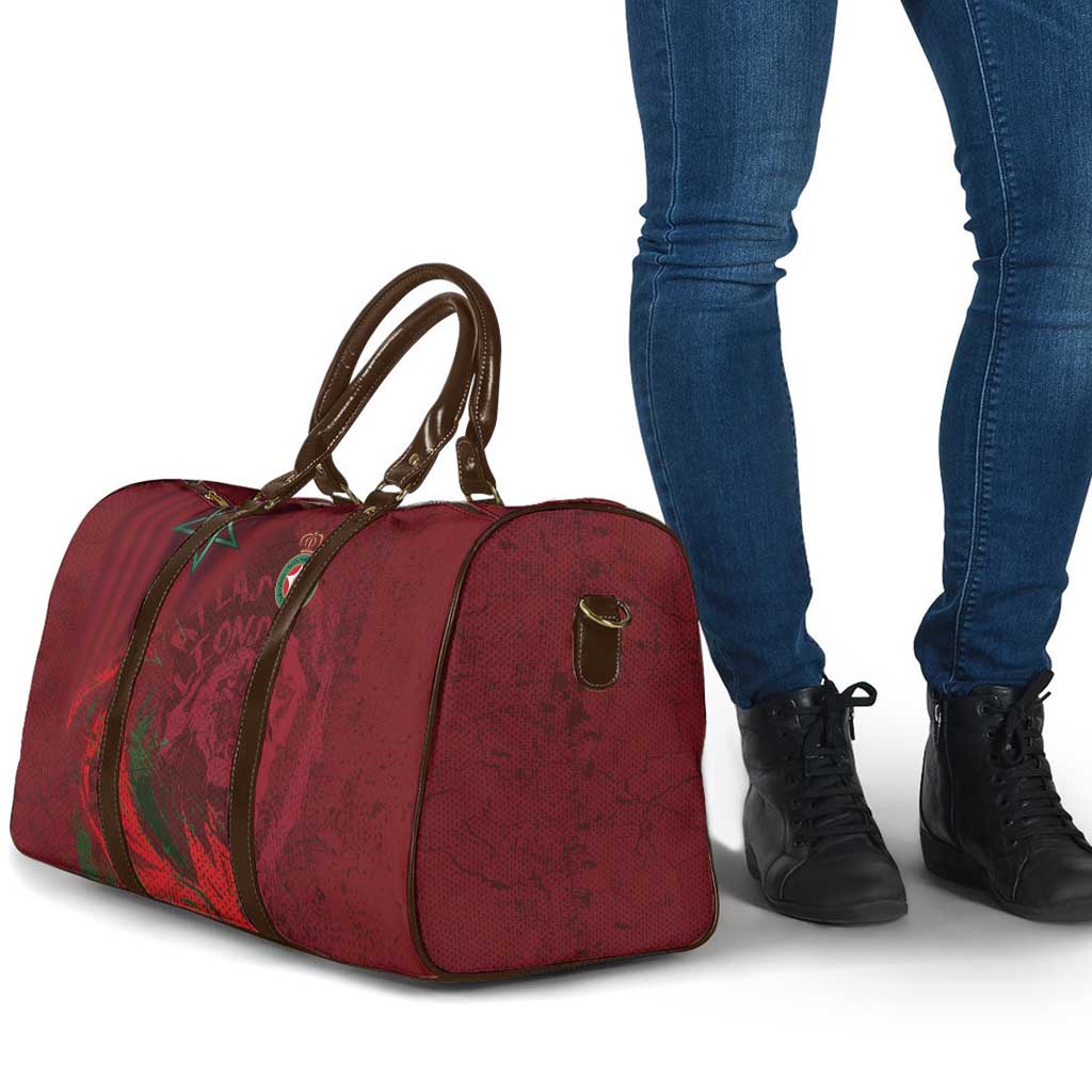 Morocco National Football Travel Bag The Atlas Lions Grunge with National Flag - Wonder Print Shop