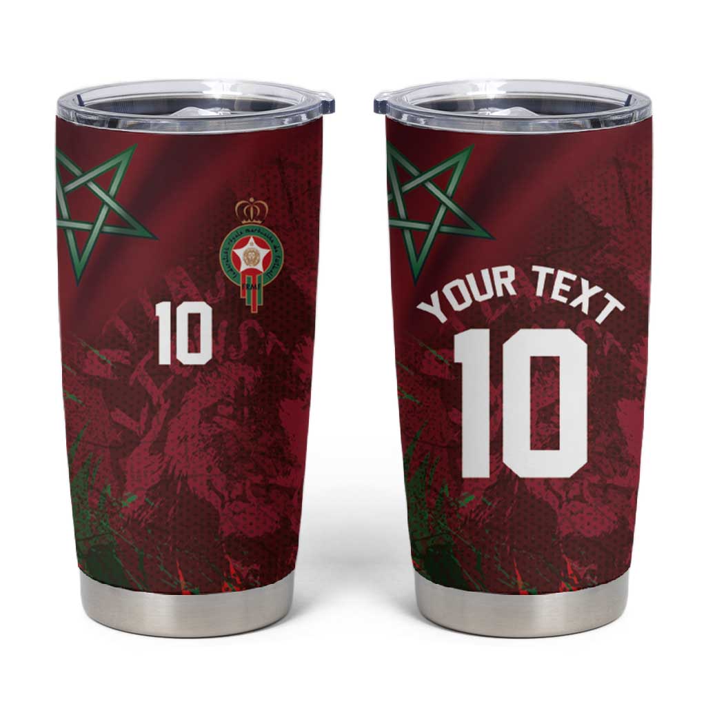 Custom Morocco National Football Tumbler Cup The Atlas Lions Grunge with National Flag - Wonder Print Shop