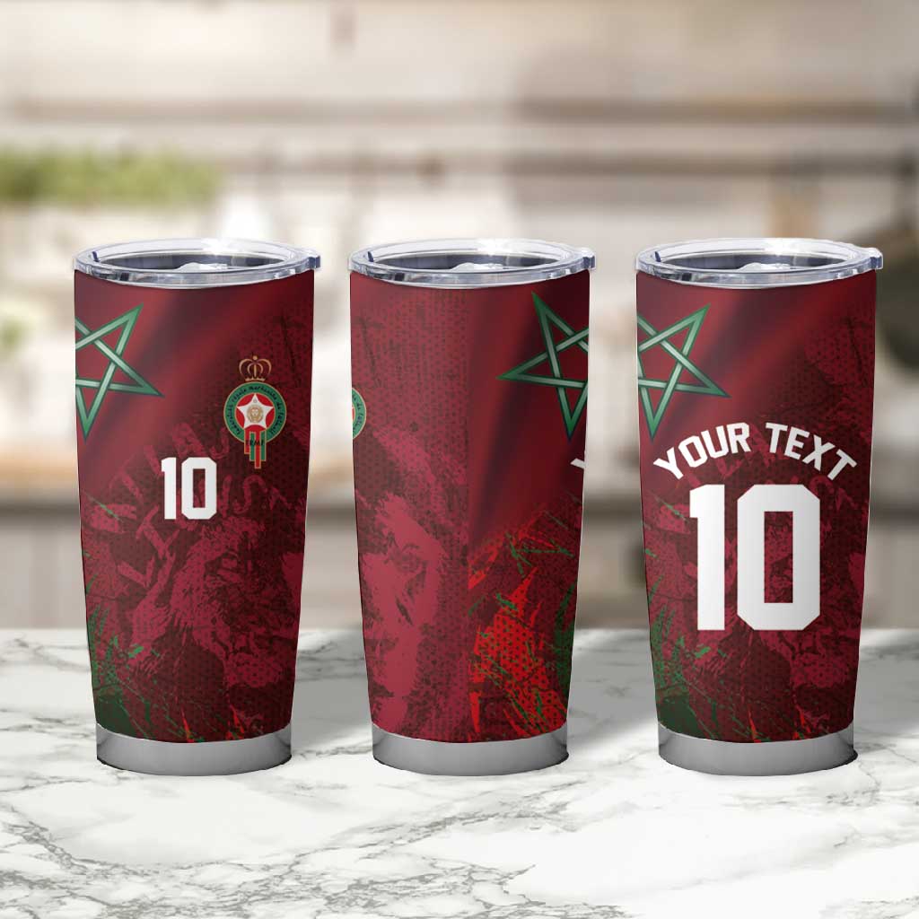 Custom Morocco National Football Tumbler Cup The Atlas Lions Grunge with National Flag - Wonder Print Shop