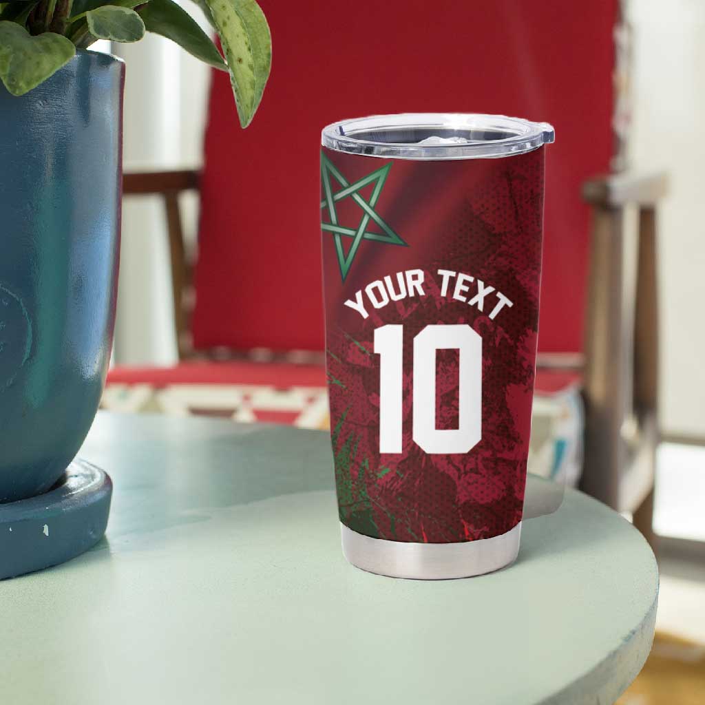 Custom Morocco National Football Tumbler Cup The Atlas Lions Grunge with National Flag - Wonder Print Shop