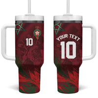 Custom Morocco National Football Tumbler With Handle The Atlas Lions Grunge with National Flag - Wonder Print Shop