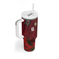 Custom Morocco National Football Tumbler With Handle The Atlas Lions Grunge with National Flag - Wonder Print Shop