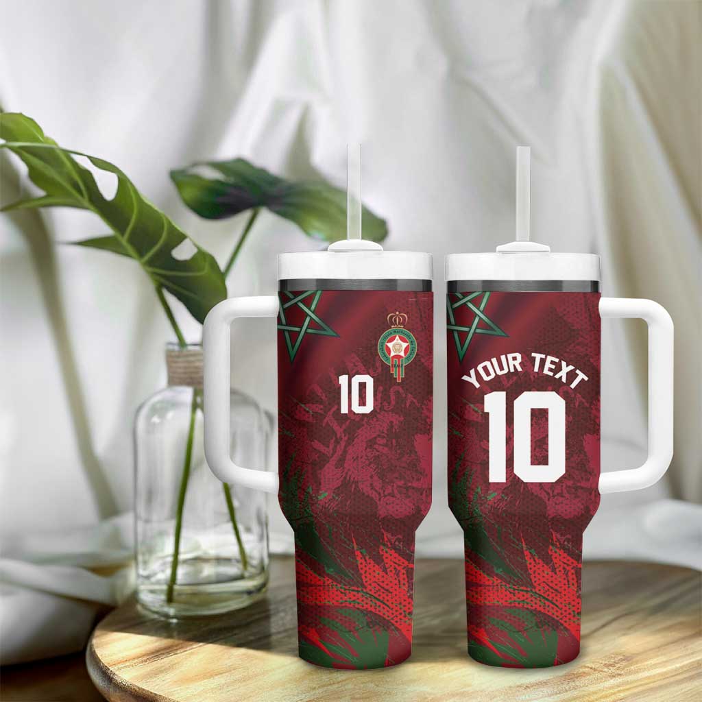 Custom Morocco National Football Tumbler With Handle The Atlas Lions Grunge with National Flag - Wonder Print Shop