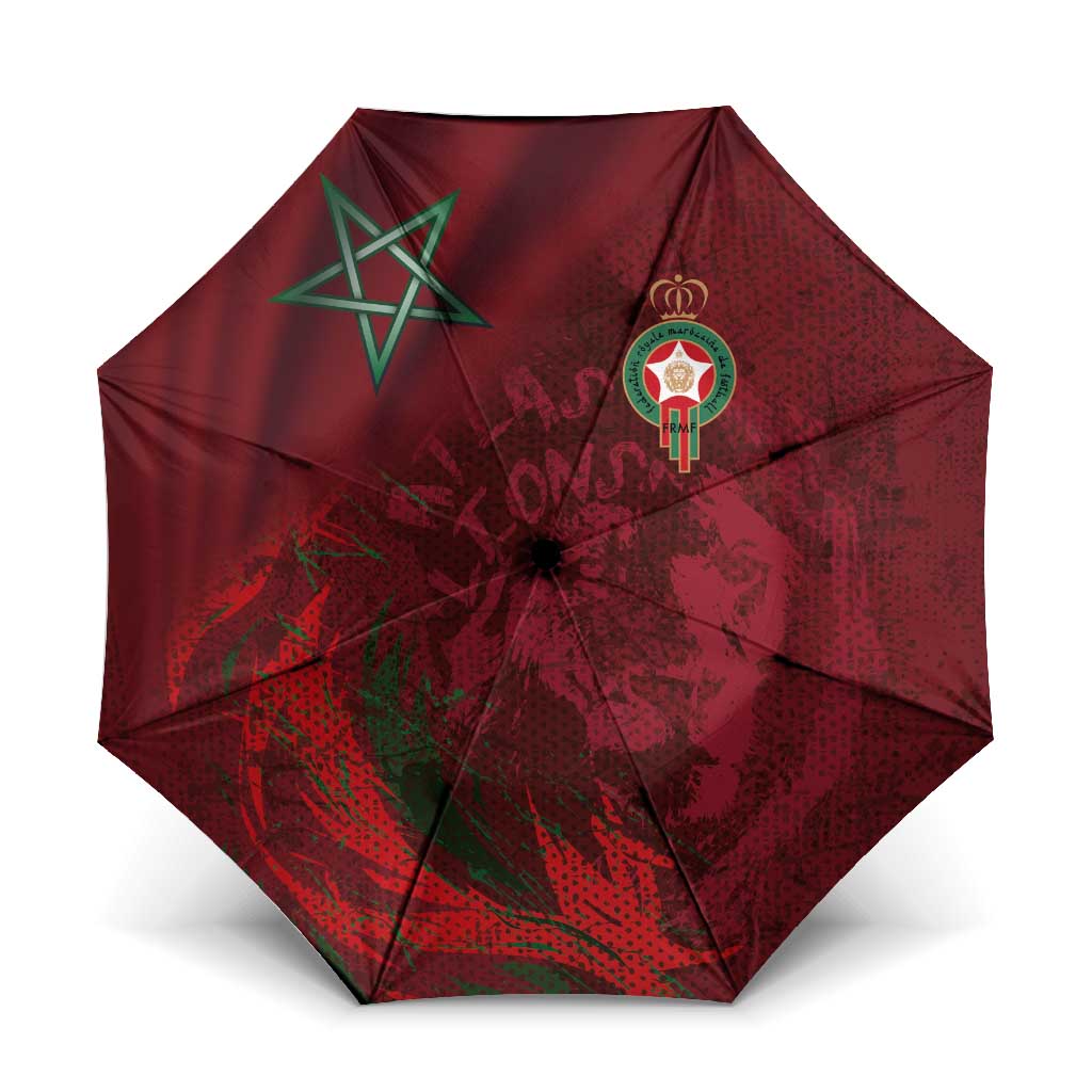 Morocco National Football Umbrella The Atlas Lions Grunge with National Flag - Wonder Print Shop