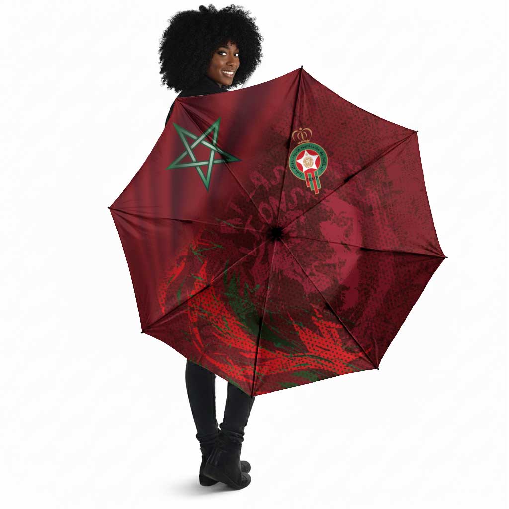 Morocco National Football Umbrella The Atlas Lions Grunge with National Flag - Wonder Print Shop