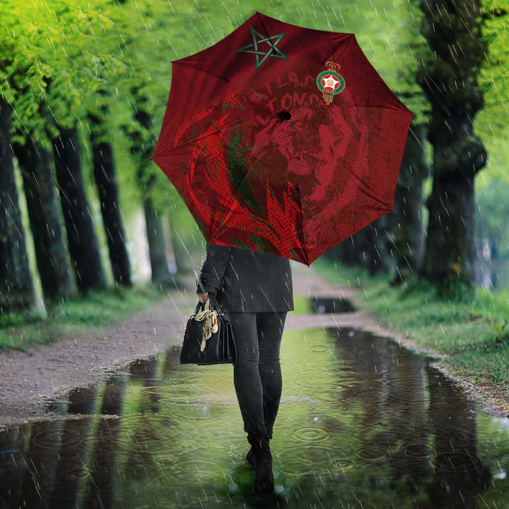 Morocco National Football Umbrella The Atlas Lions Grunge with National Flag - Wonder Print Shop