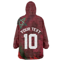 Custom Morocco National Football Wearable Blanket Hoodie The Atlas Lions Grunge with National Flag - Wonder Print Shop