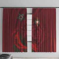 Morocco National Football Window Curtain The Atlas Lions Grunge with National Flag - Wonder Print Shop