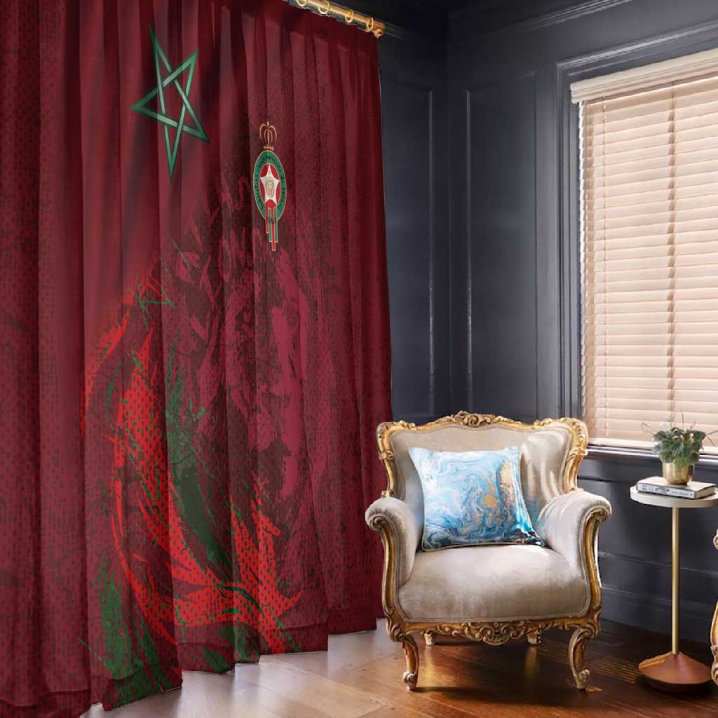 Morocco National Football Window Curtain The Atlas Lions Grunge with National Flag - Wonder Print Shop