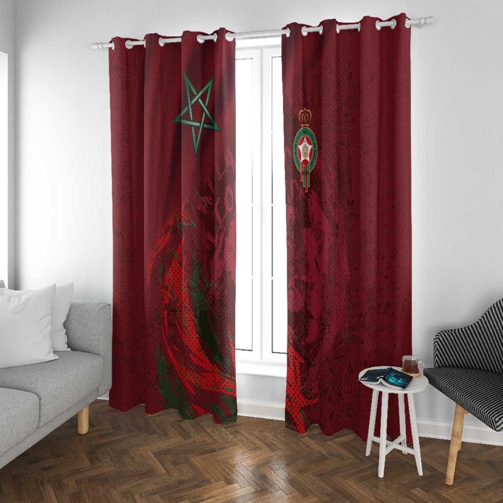 Morocco National Football Window Curtain The Atlas Lions Grunge with National Flag - Wonder Print Shop