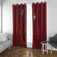 Morocco National Football Window Curtain The Atlas Lions Grunge with National Flag - Wonder Print Shop