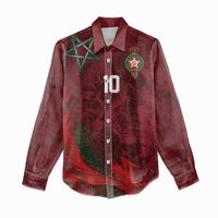Custom Morocco National Football Women Casual Shirt The Atlas Lions Grunge with National Flag - Wonder Print Shop
