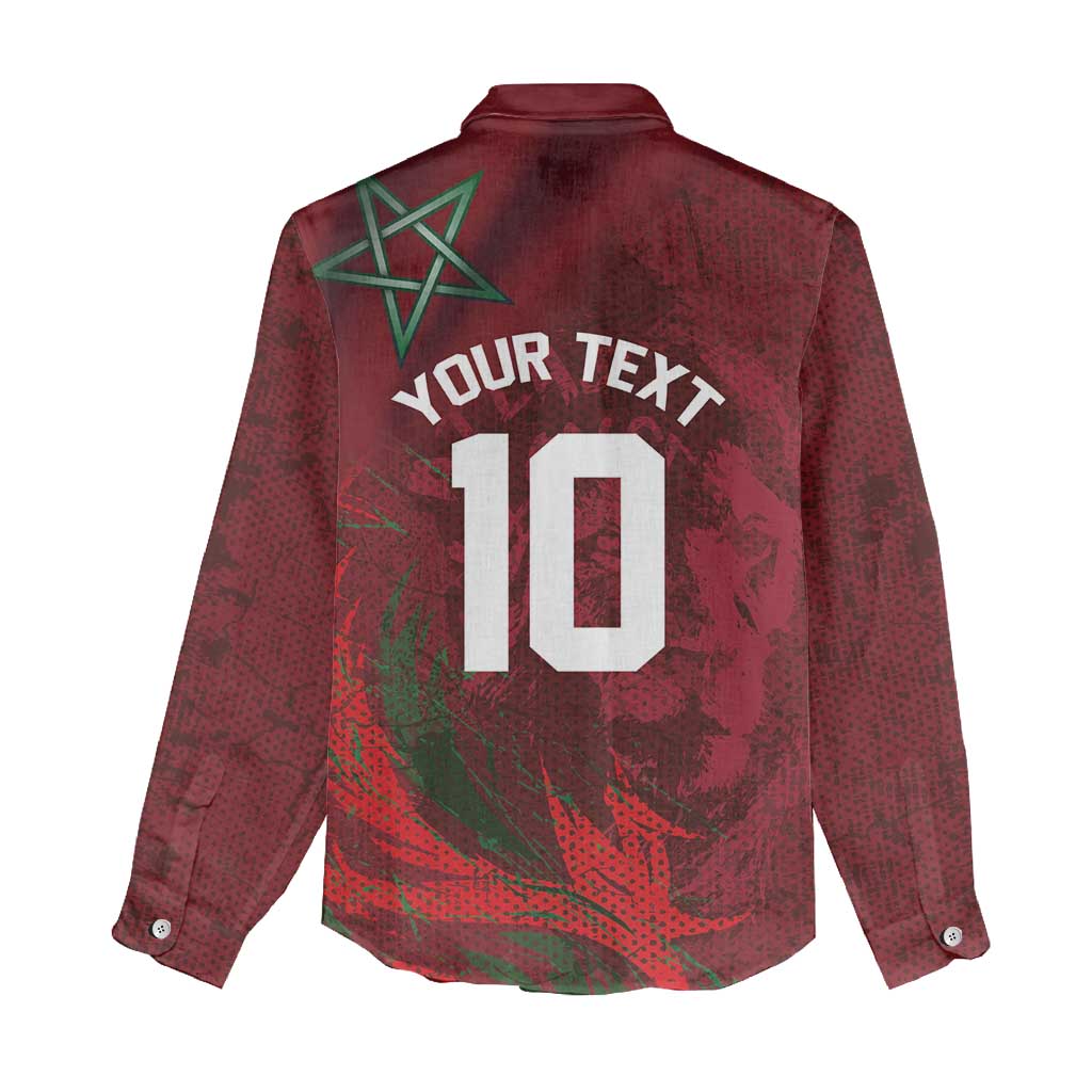 Custom Morocco National Football Women Casual Shirt The Atlas Lions Grunge with National Flag - Wonder Print Shop