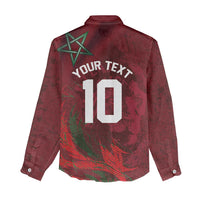 Custom Morocco National Football Women Casual Shirt The Atlas Lions Grunge with National Flag - Wonder Print Shop