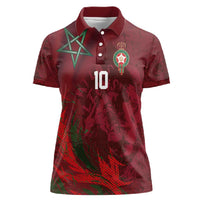 Custom Morocco National Football Women Polo Shirt The Atlas Lions Grunge with National Flag - Wonder Print Shop