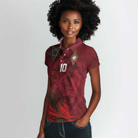 Custom Morocco National Football Women Polo Shirt The Atlas Lions Grunge with National Flag - Wonder Print Shop