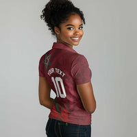 Custom Morocco National Football Women Polo Shirt The Atlas Lions Grunge with National Flag - Wonder Print Shop