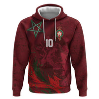 Custom Morocco National Football Zip Hoodie The Atlas Lions Grunge with National Flag - Wonder Print Shop
