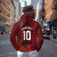 Custom Morocco National Football Zip Hoodie The Atlas Lions Grunge with National Flag - Wonder Print Shop