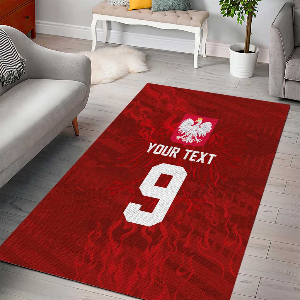 Custom Poland National Football Area Rug The Eagles on Flames - Wonder Print Shop