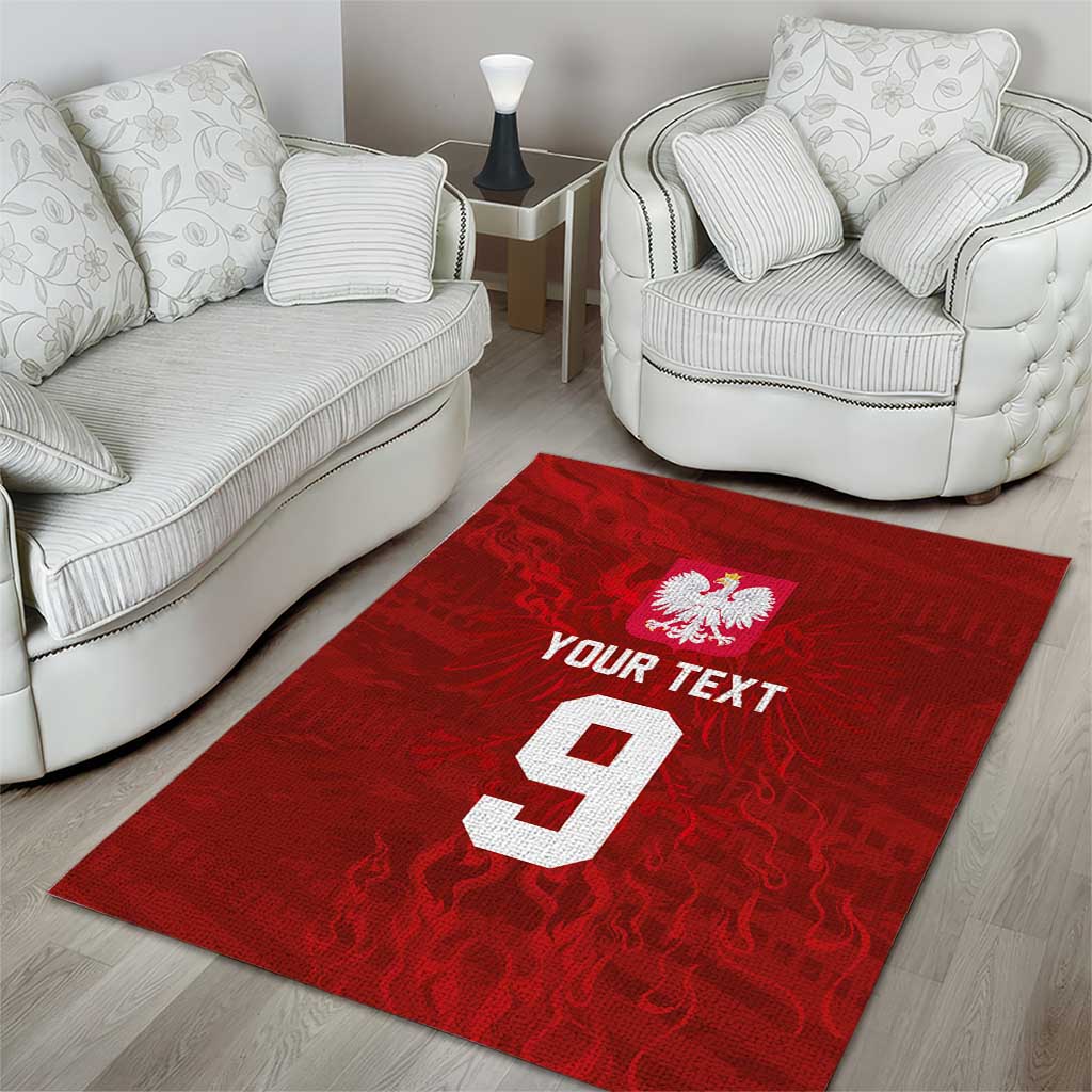 Custom Poland National Football Area Rug The Eagles on Flames - Wonder Print Shop