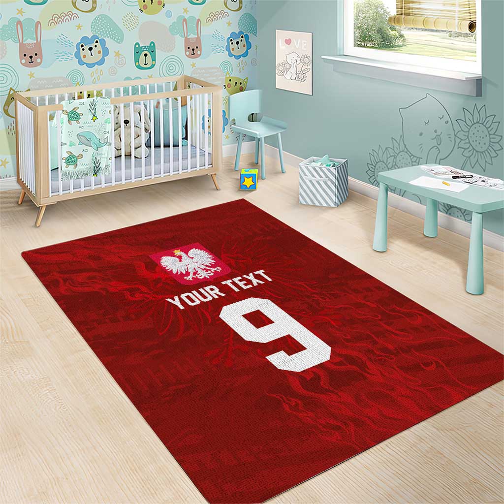 Custom Poland National Football Area Rug The Eagles on Flames - Wonder Print Shop