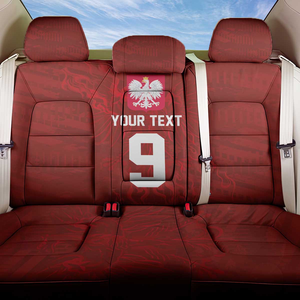 Custom Poland National Football Back Car Seat Cover The Eagles on Flames - Wonder Print Shop