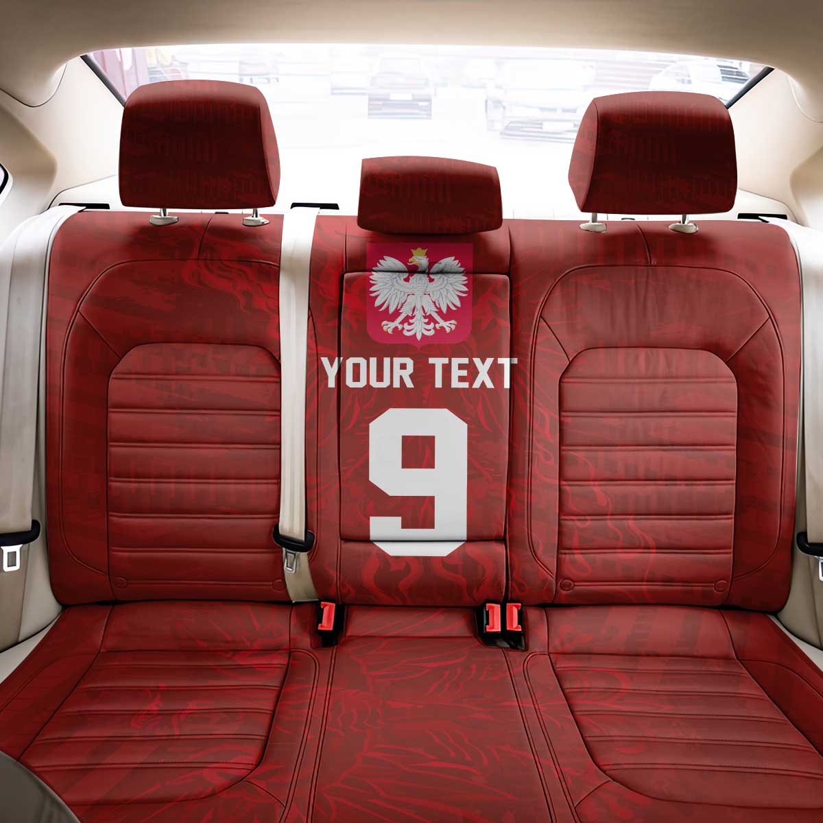 Custom Poland National Football Back Car Seat Cover The Eagles on Flames - Wonder Print Shop