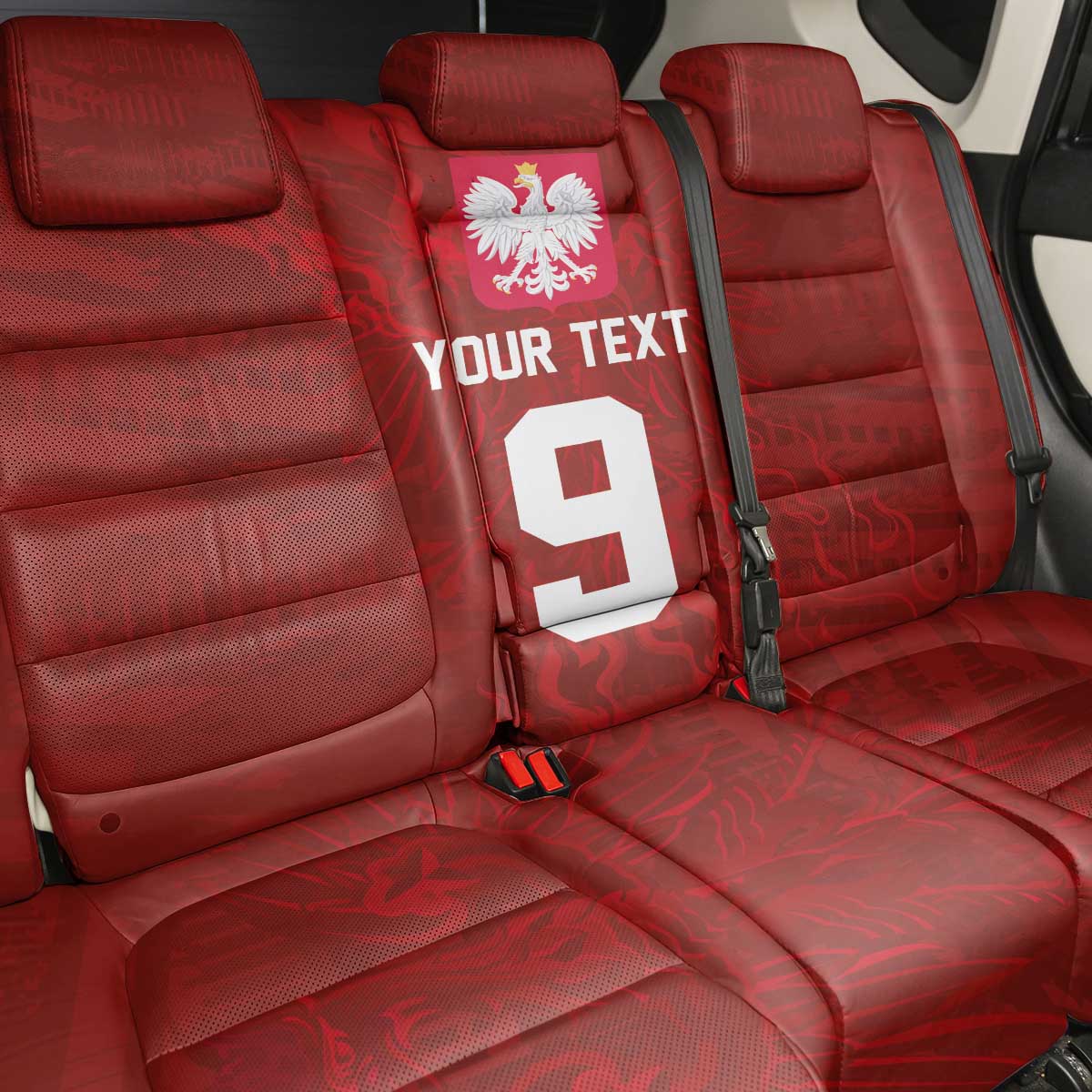 Custom Poland National Football Back Car Seat Cover The Eagles on Flames - Wonder Print Shop
