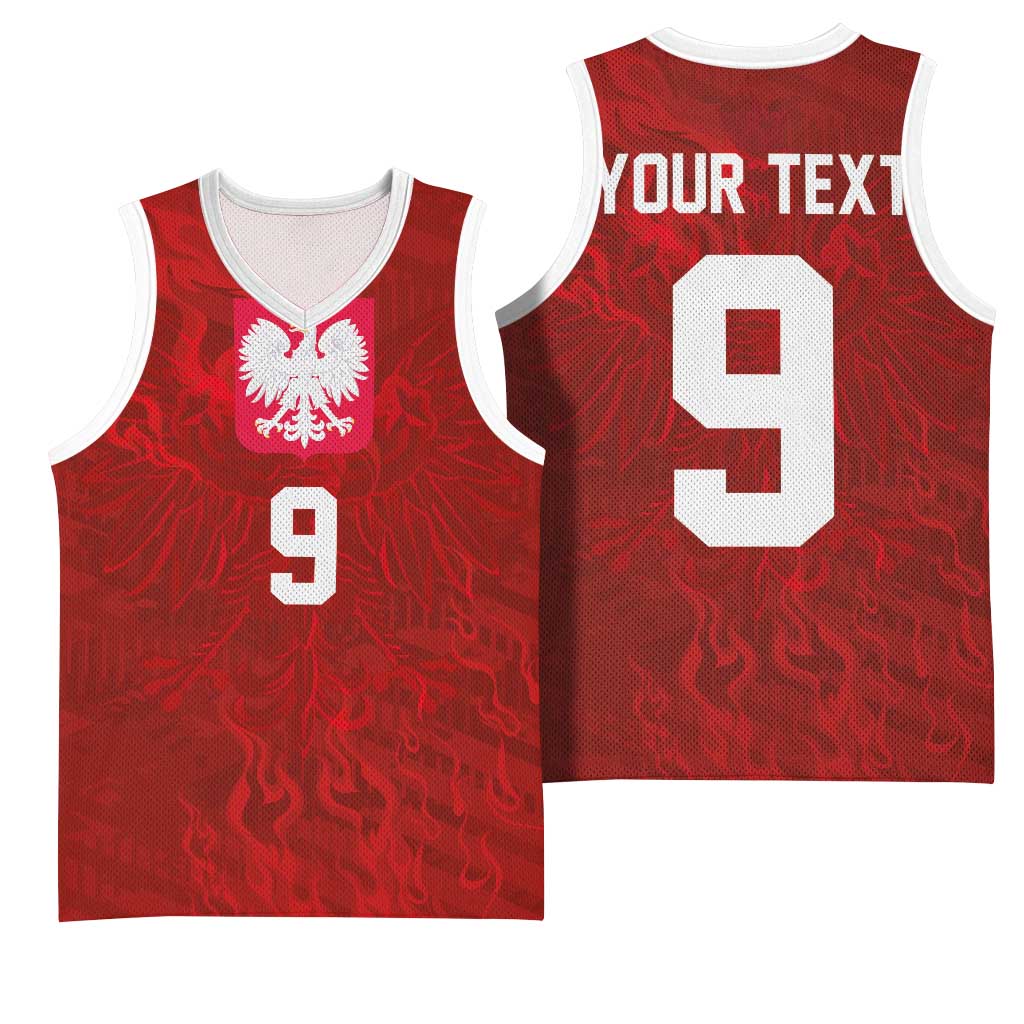 Custom Poland National Football Basketball Jersey The Eagles on Flames - Wonder Print Shop