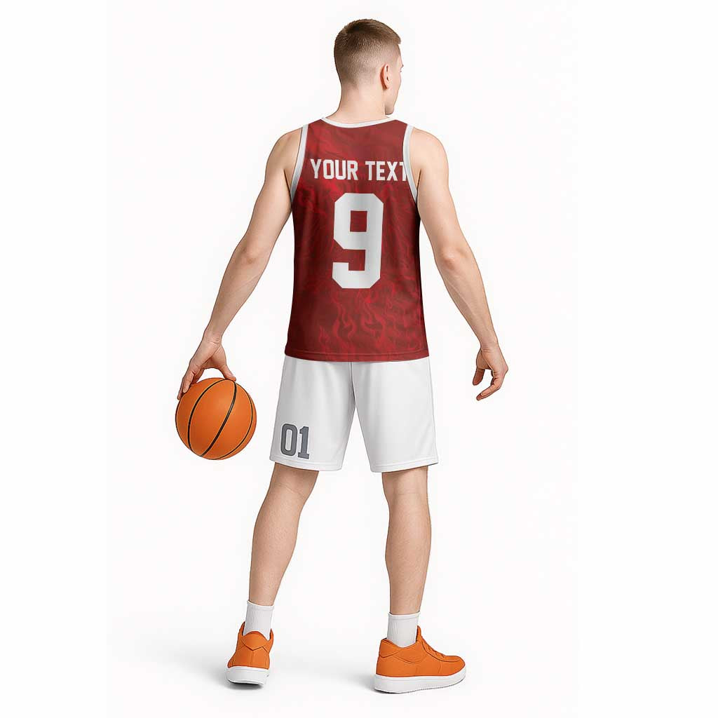 Custom Poland National Football Basketball Jersey The Eagles on Flames - Wonder Print Shop